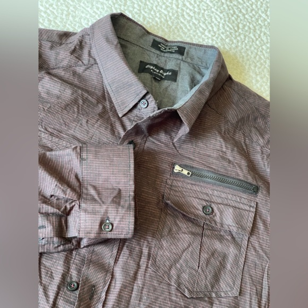 Eighty Eight Platinum Mens Shirt 2XL Long Sleeve Button Front 100% Cotton Plaid.